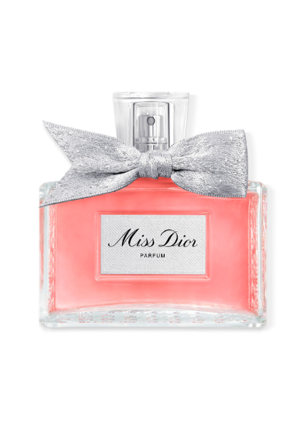Miss Dior parfum bottle with a silver bow on a white background - Florensa Store